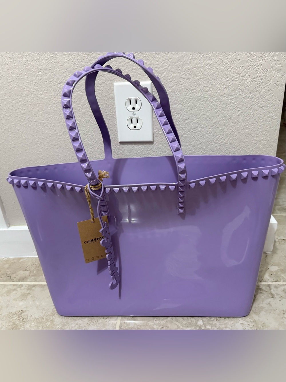 Carmen Sol Angelica Large Tote Bag In Violet Color
